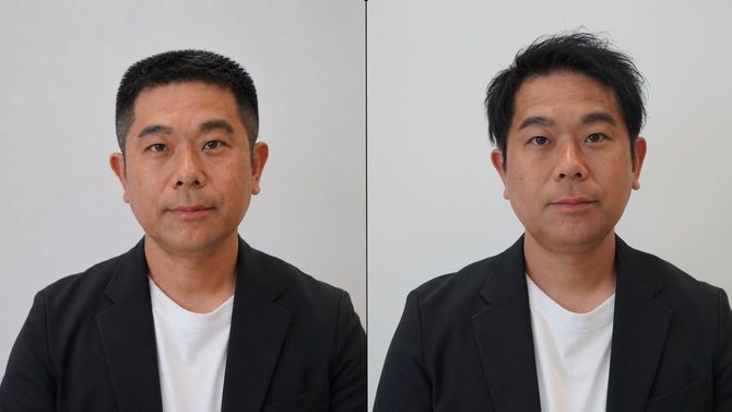 左のスポーツ刈りはAIで作成