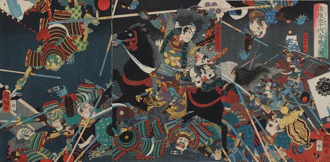 歌川国綱作「佐枝犬千代合戦之図」