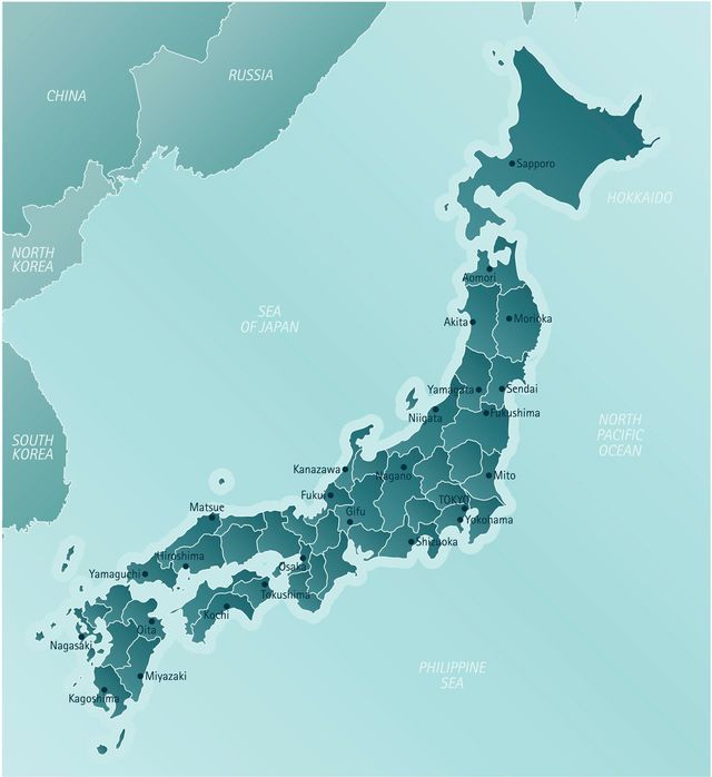 (沖縄を除く)日本地図