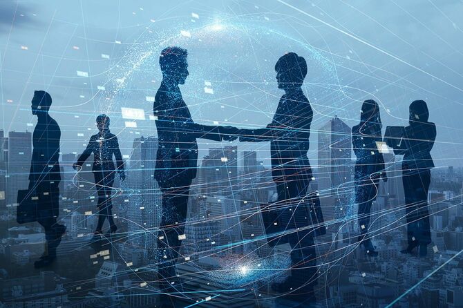 実業家のグループのシルエット