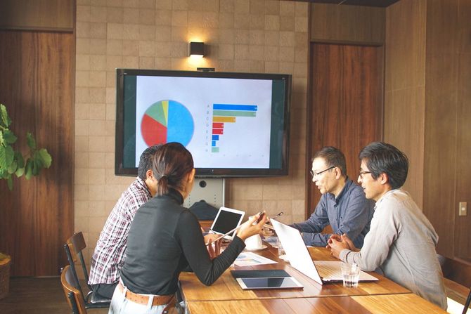 オフィスでミーテイング中