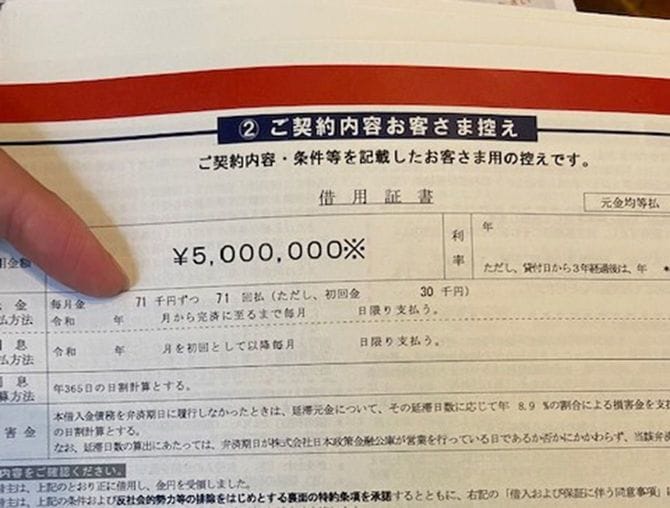 服部さんの500万円の借用書