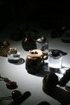 二の丸美術の木下コレクションの贅をつくした根付の数々がくっきり見える。(写真:掛川現代美術研究会)