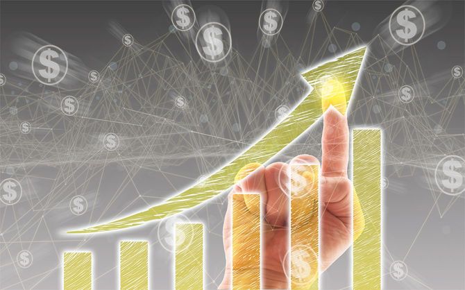 タッチスクリーンのビジネスグラフ