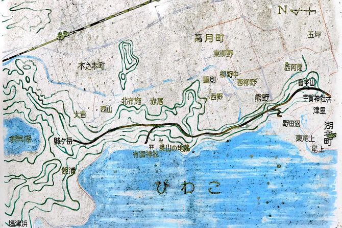 山本山城とその周辺の地形図（現地案内板より）