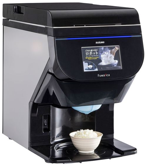 鈴茂器工が開発したご飯盛り付け機「Fuwarica」。現在、大手牛丼チェーンはすべて導入している