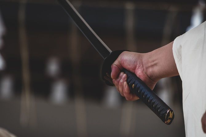 伝統的な武道のパフォーマンスを発揮する