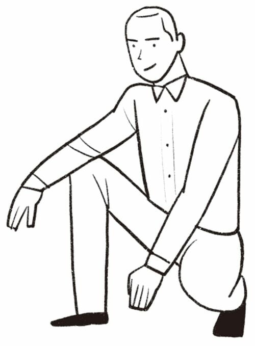 ヤンキー座りしながら歩いている様子のイラスト