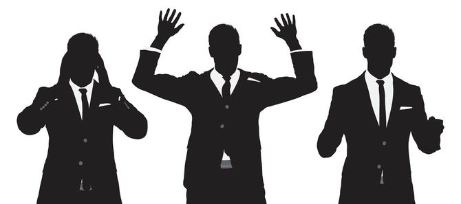 ビジネスマンの様々なリアクション