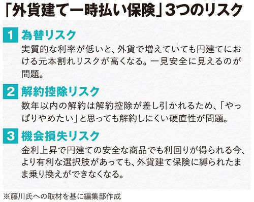 「外貨建て一時払い保険」3つのリスク
