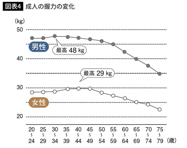 成人の握力の変化