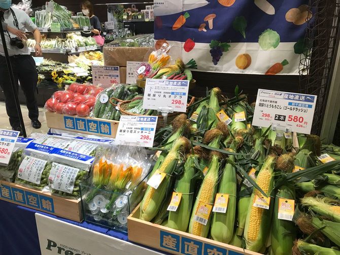 東急ストアに並んだ日本産直空輸で運ばれた商品