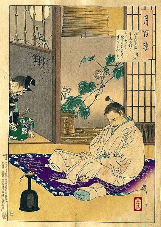 月岡芳年『月百姿』に描かれた高野山の豊臣秀次、19世紀
