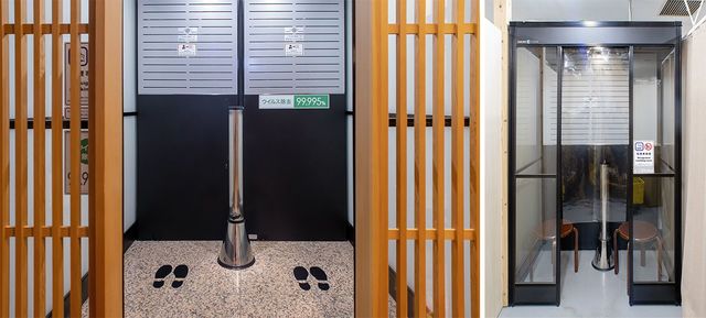 お客さま用（左）と従業員用（右）の分煙ブース。現在、分煙環境の有無は飲食店選びの重要な条件の一つになっているという。