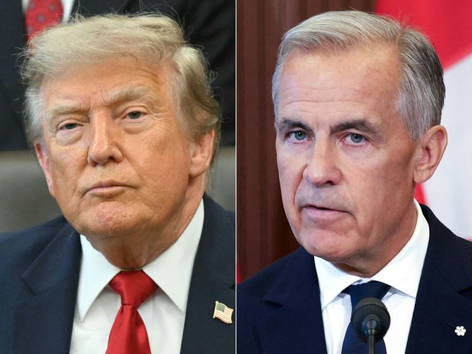 2026年7月13日にワシントンD.C.で撮影されたドナルド・トランプ米大統領と、2026年8月22日に撮影されたマーク・カーニー・カナダ首相