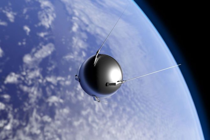 地球の軌道上を回る人工衛星「スプートニク1号」