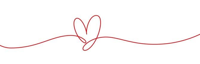 赤い糸でハートがつくられている絵