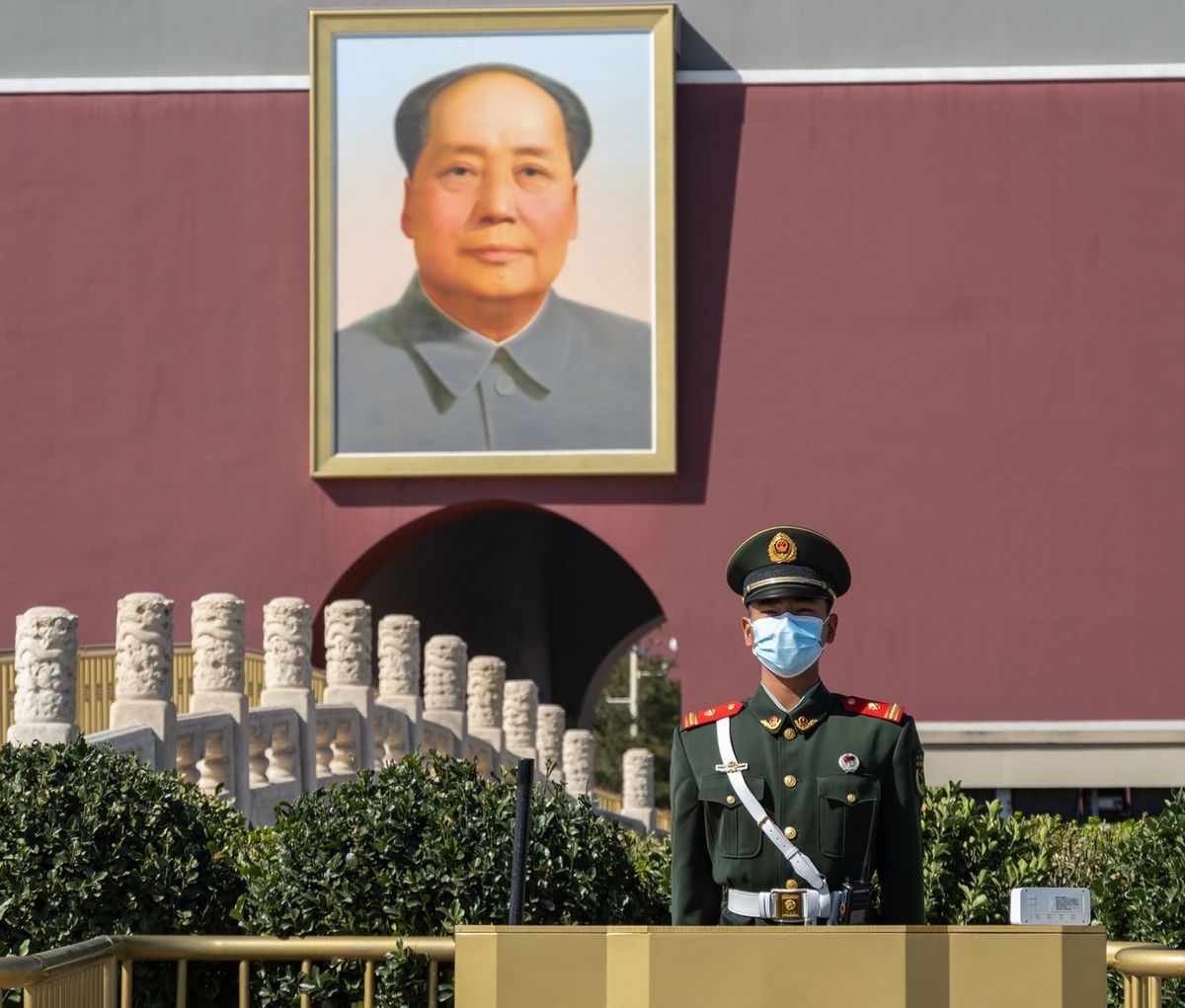 天安門を警備する武装警察、北京、中国