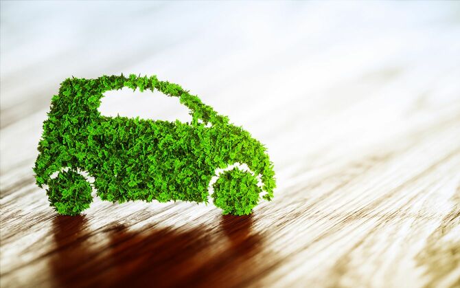 グリーンでつくられた、持続可能な自動車のイメージ