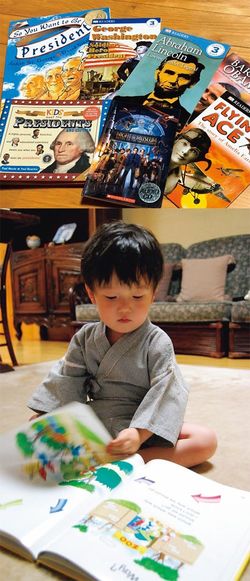 趣味に関連した洋書は1800冊を超える。下は赤ちゃんの頃。写真＝家族提供