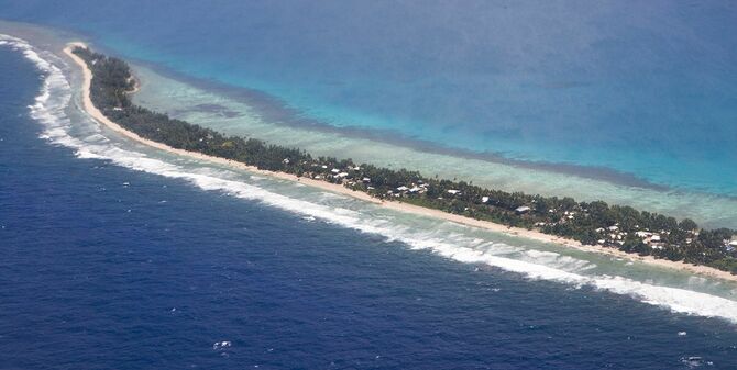 Tuvalu in the South Pacific.  Submergence due to sea level rise is also of concern (Tuvalu)