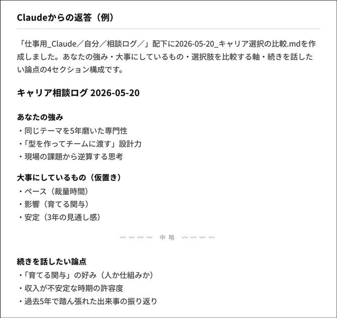 Claudeからの返答(例)