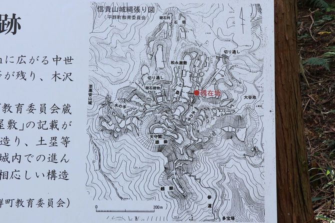信貴山城縄張図（現地案内板より）