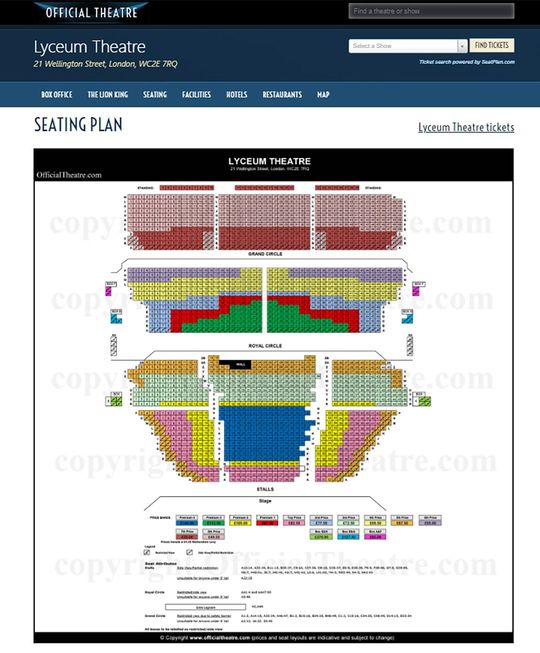 Lyceum Theatre座席表