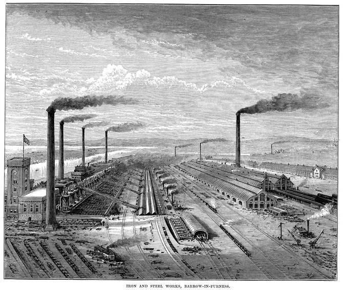 製鉄所バロー・イン・ファーネスの版画