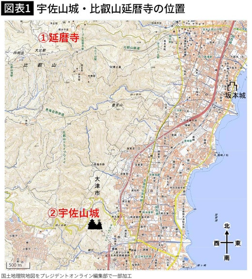 【図表1】宇佐山城・比叡山延暦寺の位置