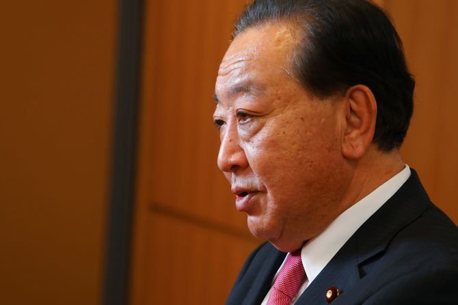 インタビューに応じる野田佳彦氏