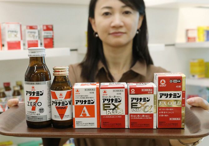 武田コンシューマーヘルスケアの売り上げが好調なビタミン剤「アリナミン」シリーズ＝2017年9月1日、東京都千代田区