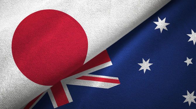 日章旗とオーストラリアの国旗