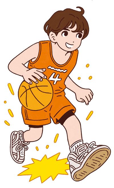 バスケットボールをする男の子