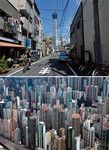 東京の下町、墨田区押上で着々と建設が進む「東京スカイツリー」。日本とは真逆の“低層規制”により開発が進む香港の高層ビル街。（PANA＝写真）