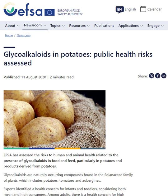 欧州食品安全機関（EFSA）の消費者への注意喚起。