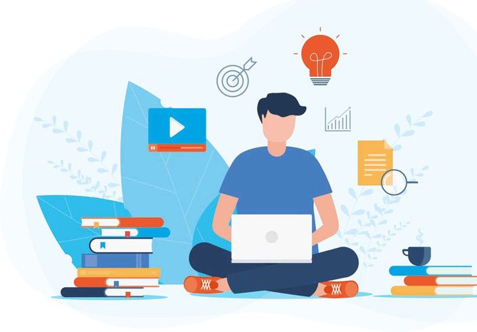 ノートパソコンを使用する人のイラスト