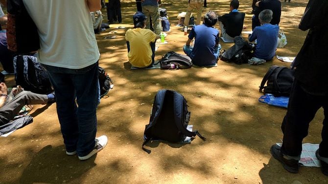 上野公園で行われた炊き出しの行列