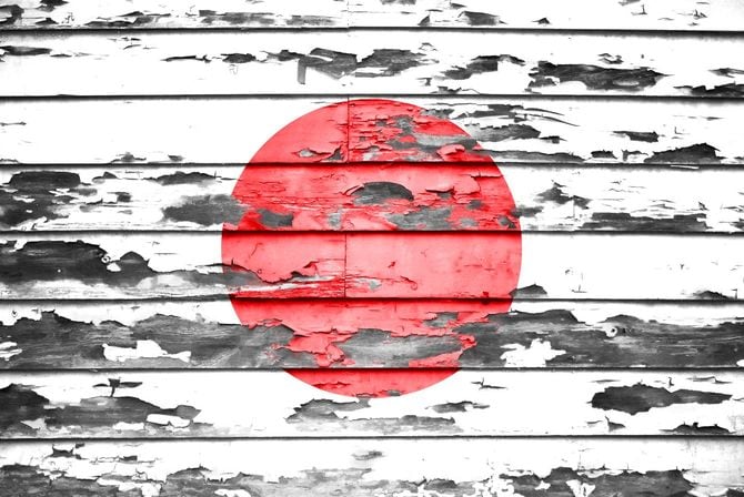 平年劣化でだいぶ塗装が剝がれ落ちている日の丸