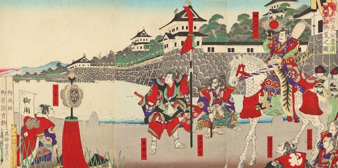 歌川芳藤作「織田信長公清洲城修繕御覧之図」