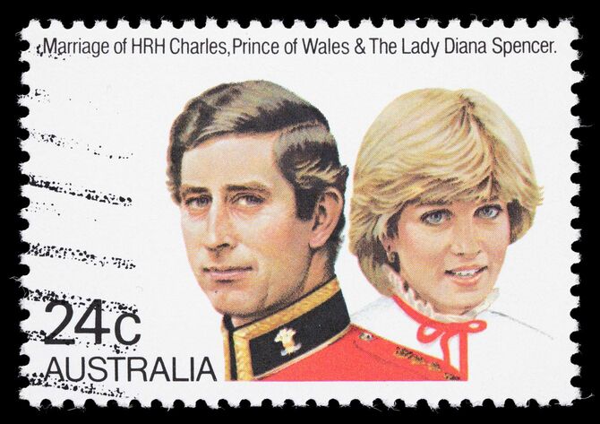 プリンス・オブ・ウェールズ、ダイアナ・スペンサー夫人の1981年7月29日の結婚式を記念した1981年オーストラリアの郵便切手