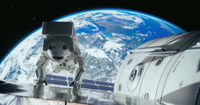 船外で作業をする宇宙飛行士