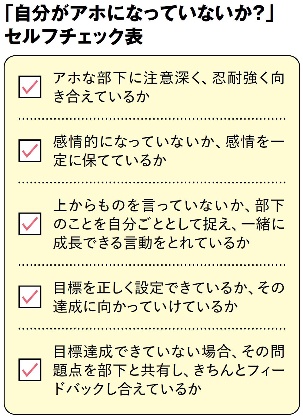 【図表】「自分がアホになっていないか？」 セルフチェック表