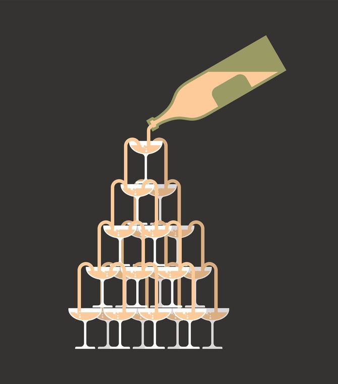 シャンパンタワーをイメージしたイラスト