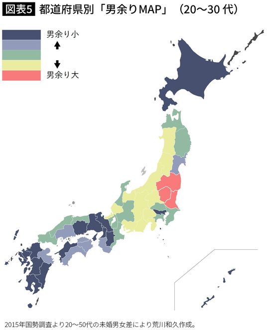 都道府県別「男余りMAP」（20～30 代）