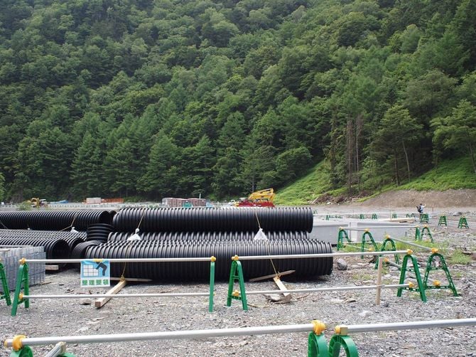 準備工事が行われる西俣ヤード