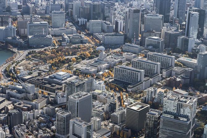 国会議事堂を中心とした空撮