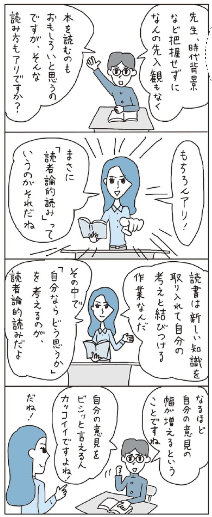 マンガ＝山下カヨコ、出所＝『<a href="https://www.amazon.co.jp/exec/obidos/ASIN/4492048278/ref=nosim?tag=f-pol-22" target="_blank">一生使える「読み方スキル」</a>』