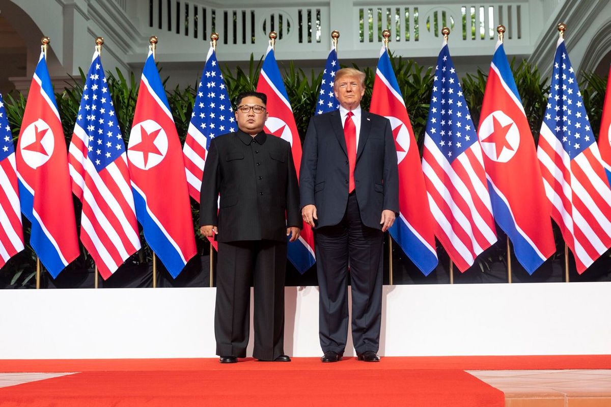 北朝鮮の金正恩総書記とアメリカのトランプ大統領（当時）