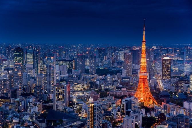 東京タワーの見える東京の夜景